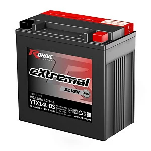 Мотоциклетный аккумулятор RDrive Extremal SILVER YTX14L-BS